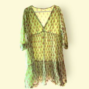 Roller Rabbit Light Green Printed Empire Dress